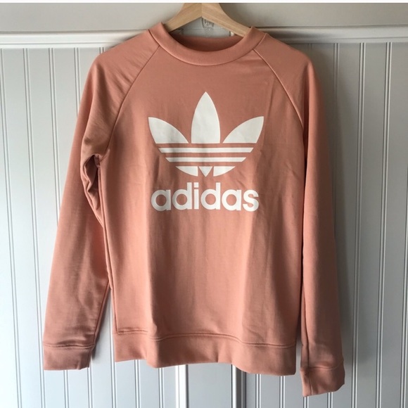 WOMENS ADIDAS ORIGINALS CREW NECK SWEAT SHIRT PINK - Picture 3 of 4